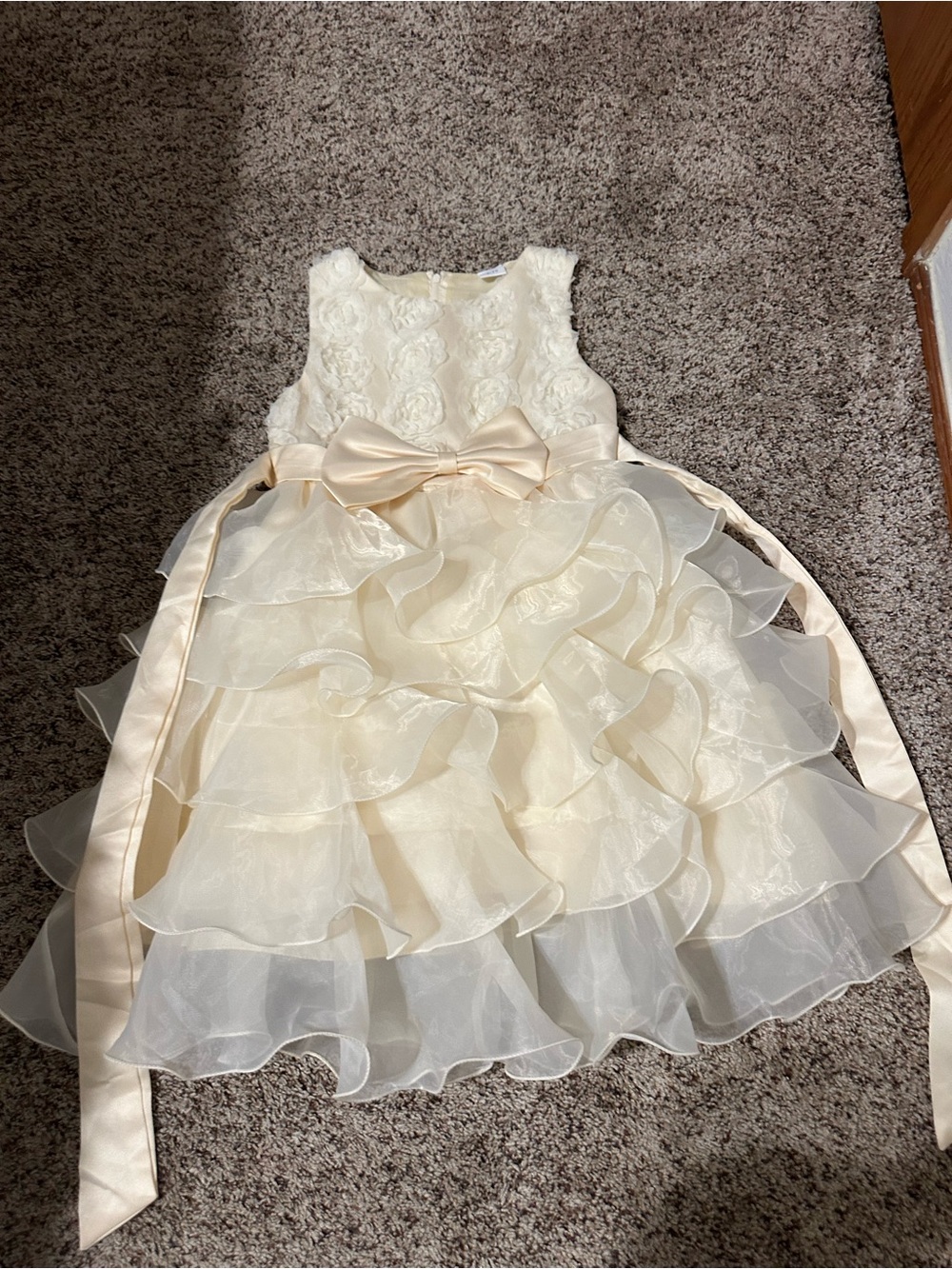 Ivory Ruffle Flower Girl Dress with Bow